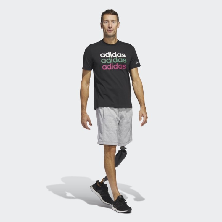 Camiseta Esportiva Preta Multilinear Adidas (manga Curta)