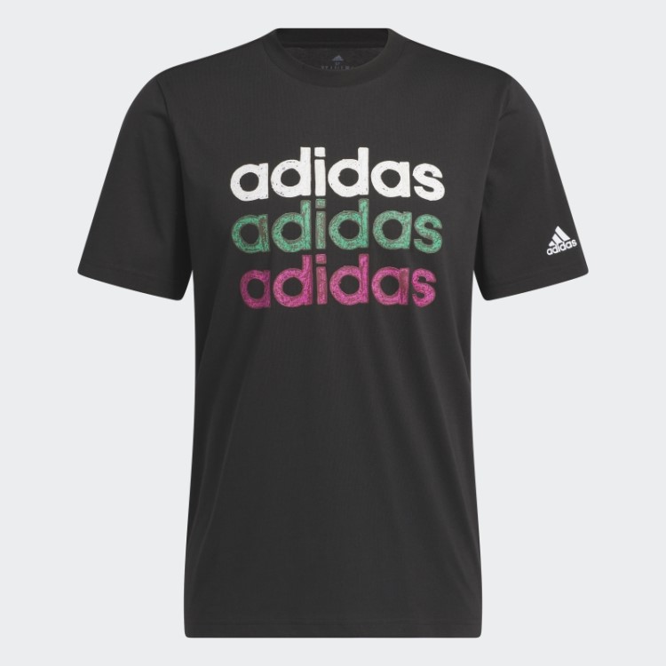 Camiseta Esportiva Preta Multilinear Adidas (manga Curta)
