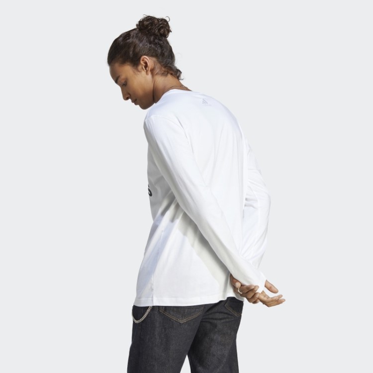 Camiseta Manga Longa Branca Adidas Essentials