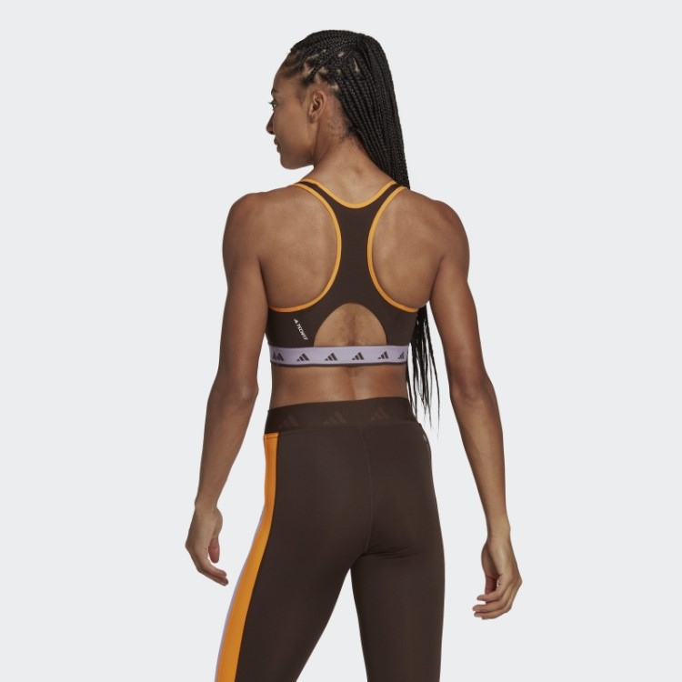 Sutiã Techfit Marrom Escuro Hyperglam Powerreact Da Adidas