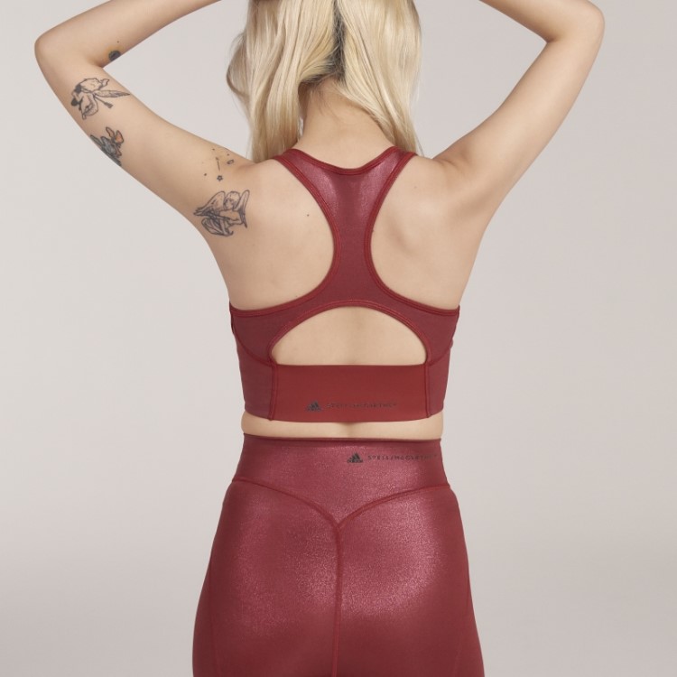 Top Cropped De Treino Brilhante Adidas By Stella Mccartney Cor De Vinho