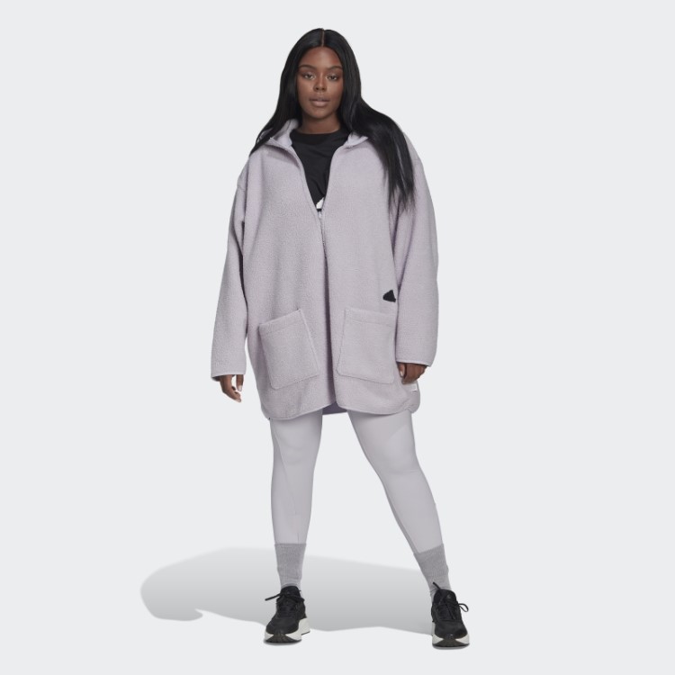 Top De Corrida Longo Com Capuz De Lã Polar (tamanho Grande) Adidas Silver Dawn