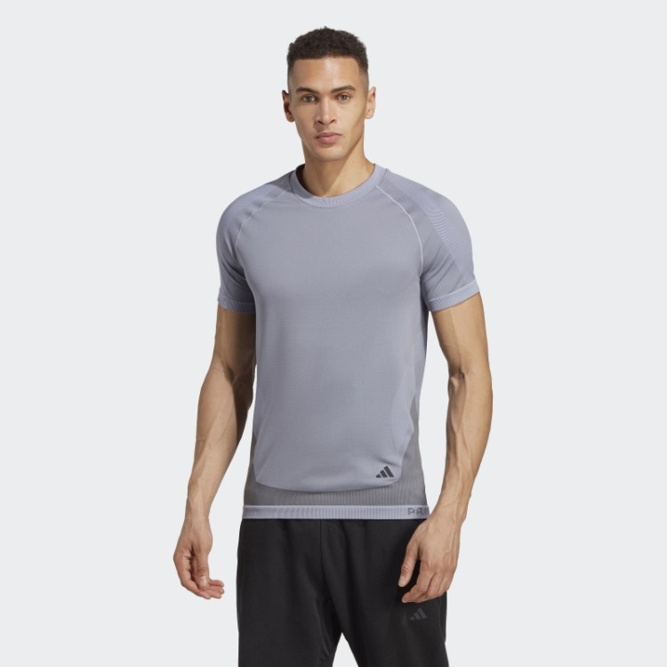 Camiseta Sem Costura Para Treino De Yoga Adidas Primeknit Prata Violeta Fashion