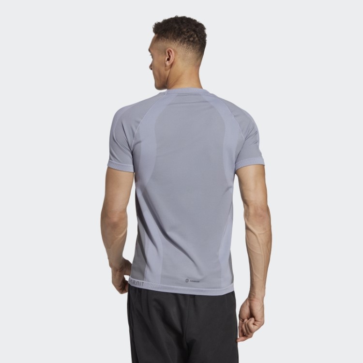 Camiseta Sem Costura Para Treino De Yoga Adidas Primeknit Prata Violeta Fashion