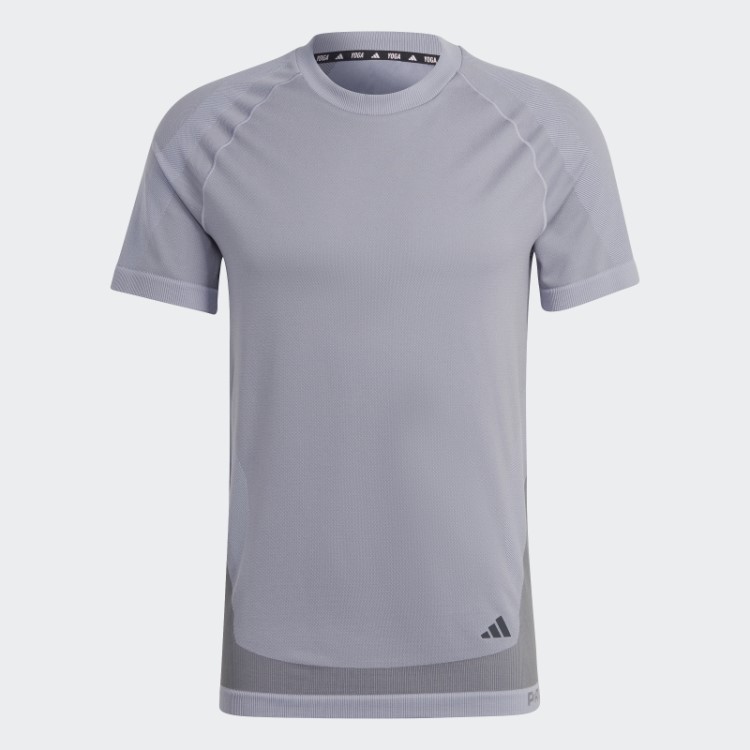 Camiseta Sem Costura Para Treino De Yoga Adidas Primeknit Prata Violeta Fashion
