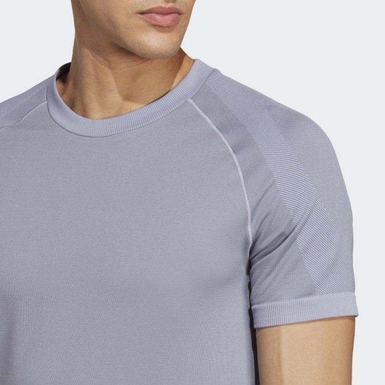 Camiseta Sem Costura Para Treino De Yoga Adidas Primeknit Prata Violeta Fashion