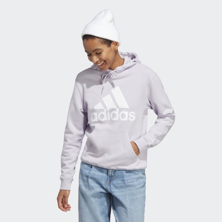 Moletom Com Capuz Regular French Terry Silver Dawn Essentials Com Logo Grande Adidas