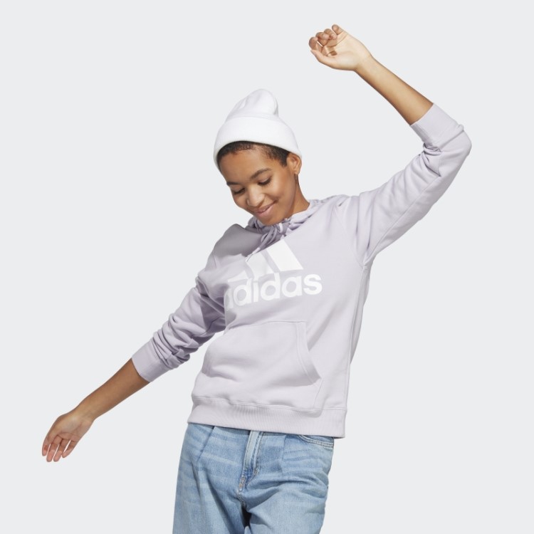 Moletom Com Capuz Regular French Terry Silver Dawn Essentials Com Logo Grande Adidas