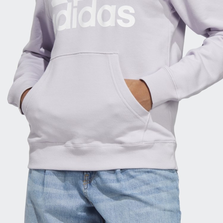 Moletom Com Capuz Regular French Terry Silver Dawn Essentials Com Logo Grande Adidas