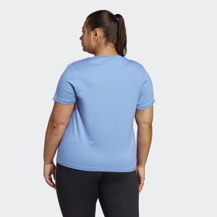 Camiseta Adidas Aeroready Train Essentials 3 Listras (tamanho Grande) Azul