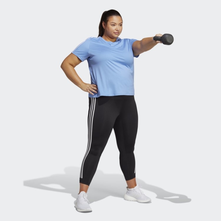 Camiseta Adidas Aeroready Train Essentials 3 Listras (tamanho Grande) Azul