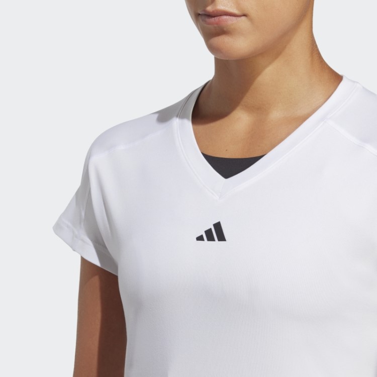 Aeroready Train Essentials Minimal Branding Camiseta Branca Com Decote Em V Adidas