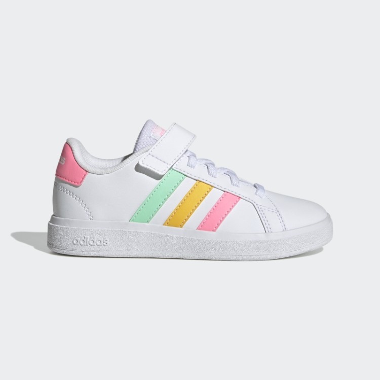Sapatos De Renda E Tira Superior Da Adidas Grand Court Rosa Fashion Trave