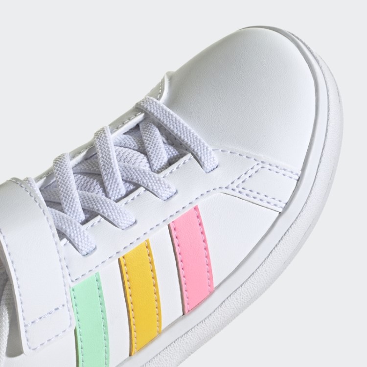 Sapatos De Renda E Tira Superior Da Adidas Grand Court Rosa Fashion Trave