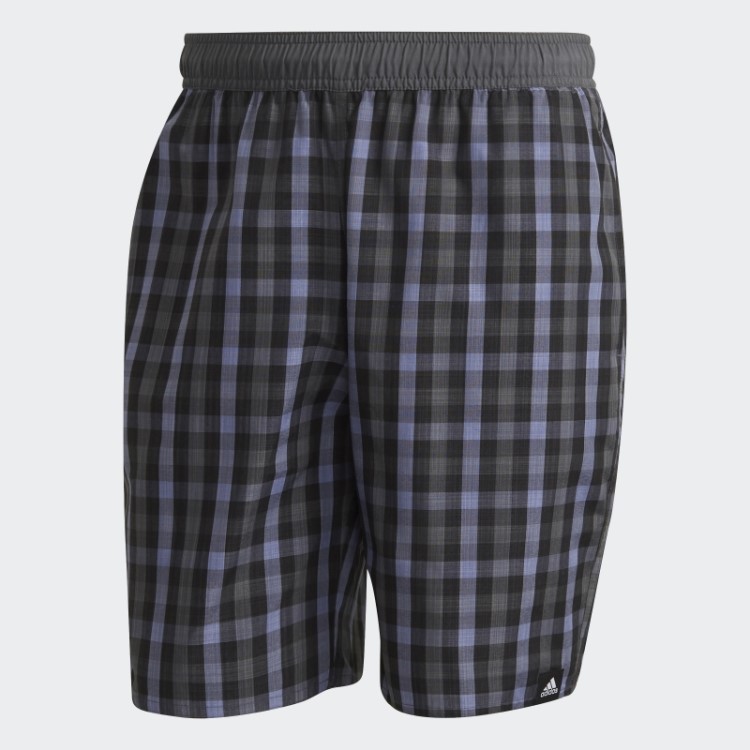 Bermuda De Banho Xadrez Preta Clássica Adidas