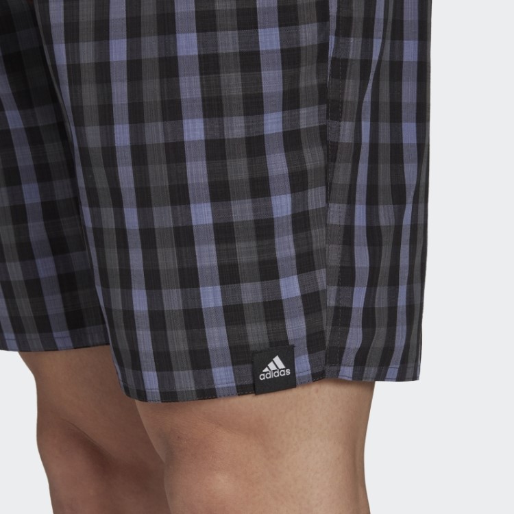 Bermuda De Banho Xadrez Preta Clássica Adidas