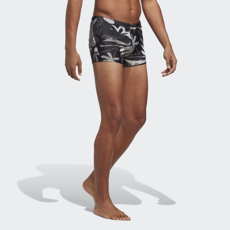 Boxer De Natação Com Gráfico Floral Preto Adidas