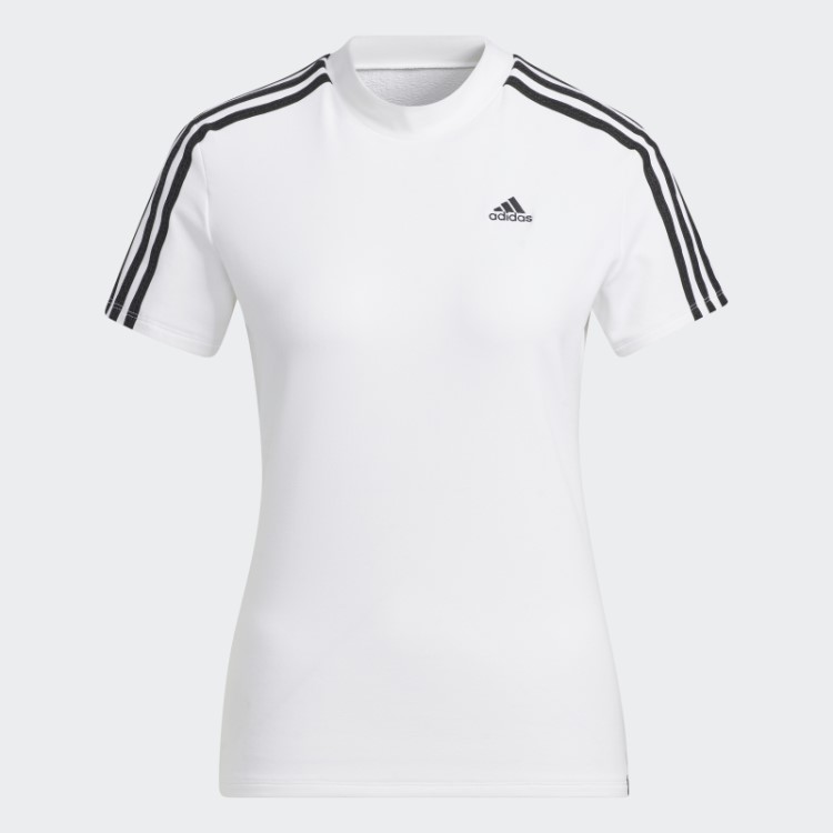 Camiseta Com Decote Falso Com As Três Listras Branca Adidas