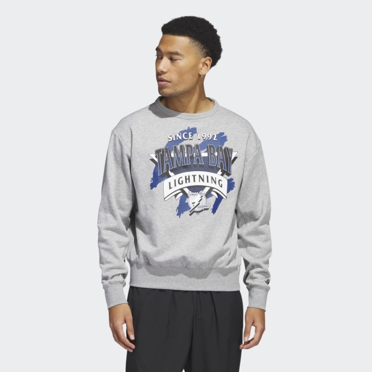 Moletom Vintage Da Tripulação Relâmpago Cinza Médio Adidas