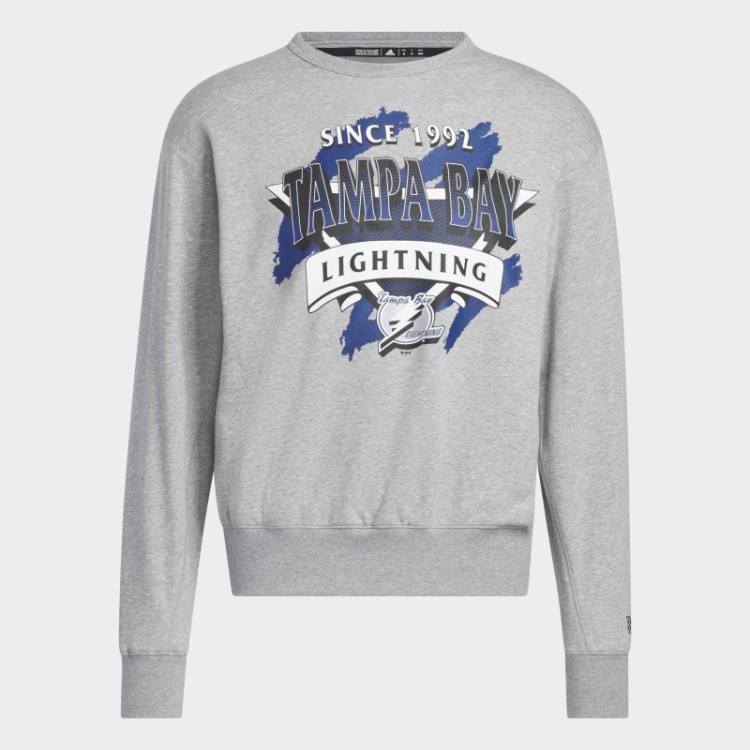 Moletom Vintage Da Tripulação Relâmpago Cinza Médio Adidas