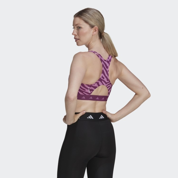 Adidas Hyperglam Techfit Sutiã Zebra De Suporte Médio Lilás