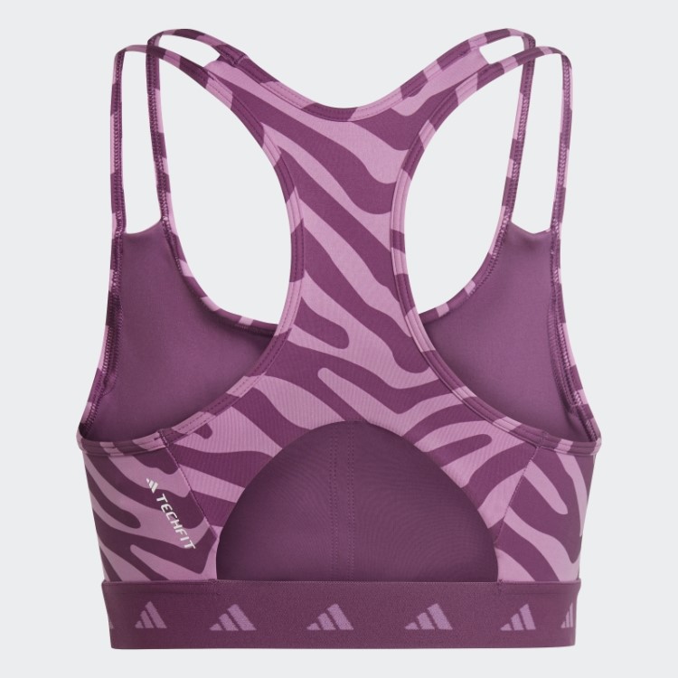 Adidas Hyperglam Techfit Sutiã Zebra De Suporte Médio Lilás