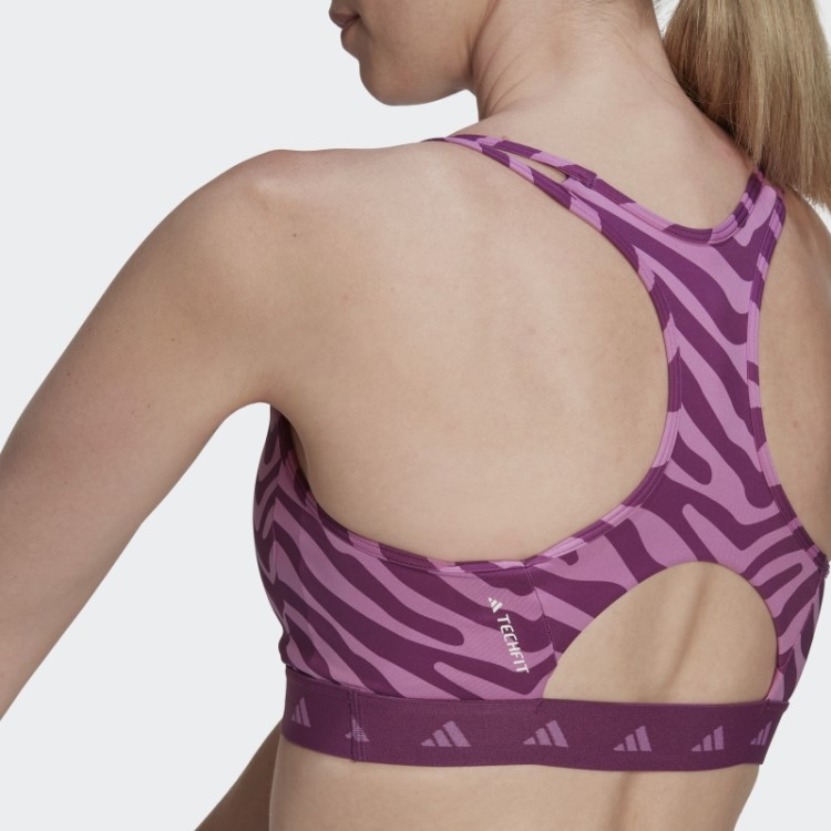 Adidas Hyperglam Techfit Sutiã Zebra De Suporte Médio Lilás