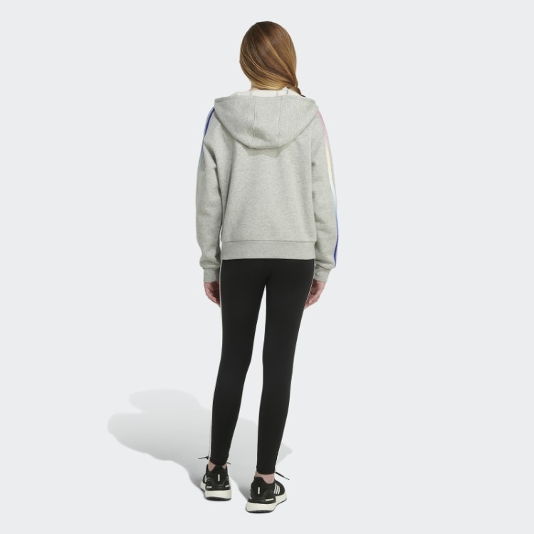 Moletom Com Capuz Multicolorido De Lã Com As Três Listras Cinza Médio Da Adidas