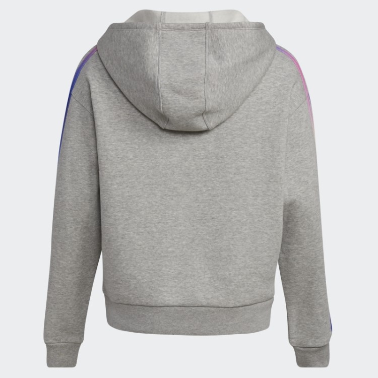 Moletom Com Capuz Multicolorido De Lã Com As Três Listras Cinza Médio Da Adidas