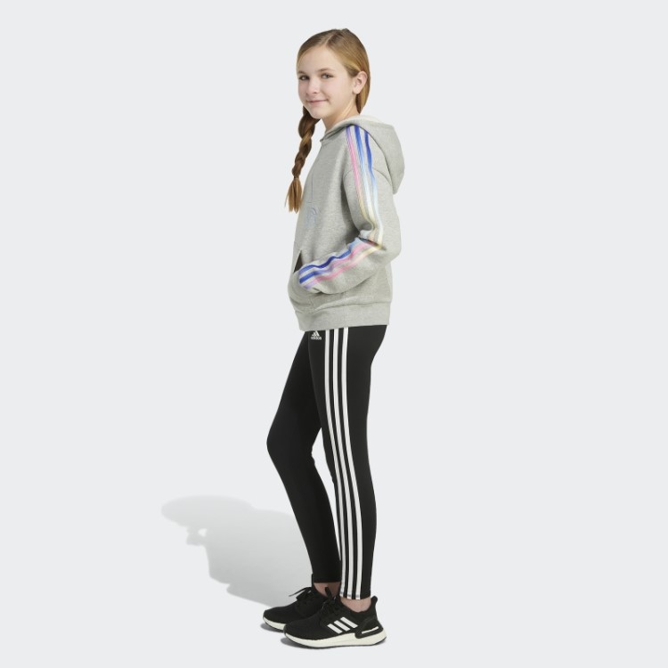 Moletom Com Capuz Multicolorido De Lã Com As Três Listras Cinza Médio Da Adidas