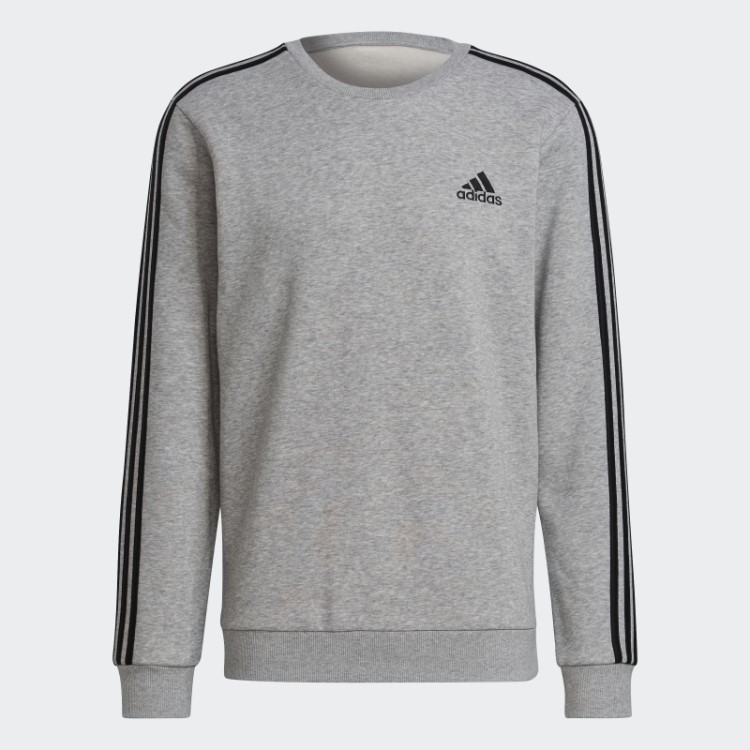 Moletom Com As Três Listras Cinza Médio Essencial Da Adidas