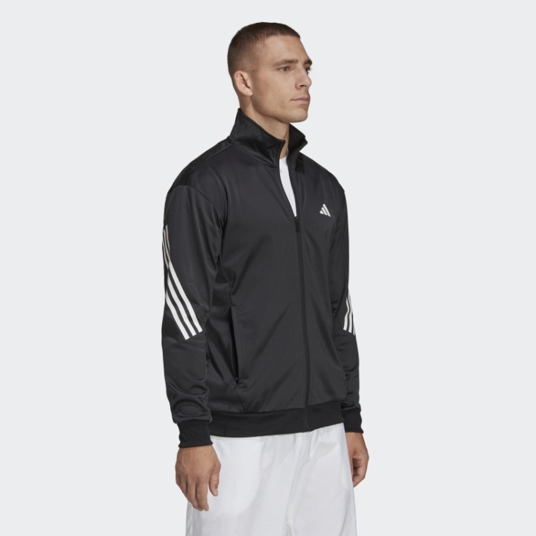 Jaqueta De Tênis De Malha Com As Três Listras Preta Adidas