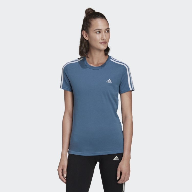 Camiseta Adidas Essentials Slim Com As Três Listras Azul Alterado