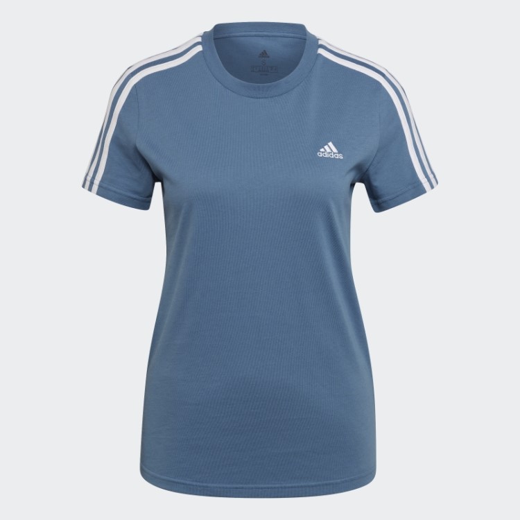 Camiseta Adidas Essentials Slim Com As Três Listras Azul Alterado