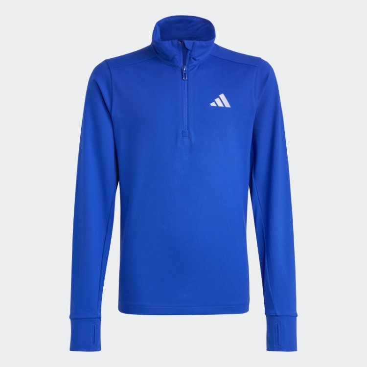 Camiseta De Manga Longa Azul Adidas Aeroready Com Meio Zíper