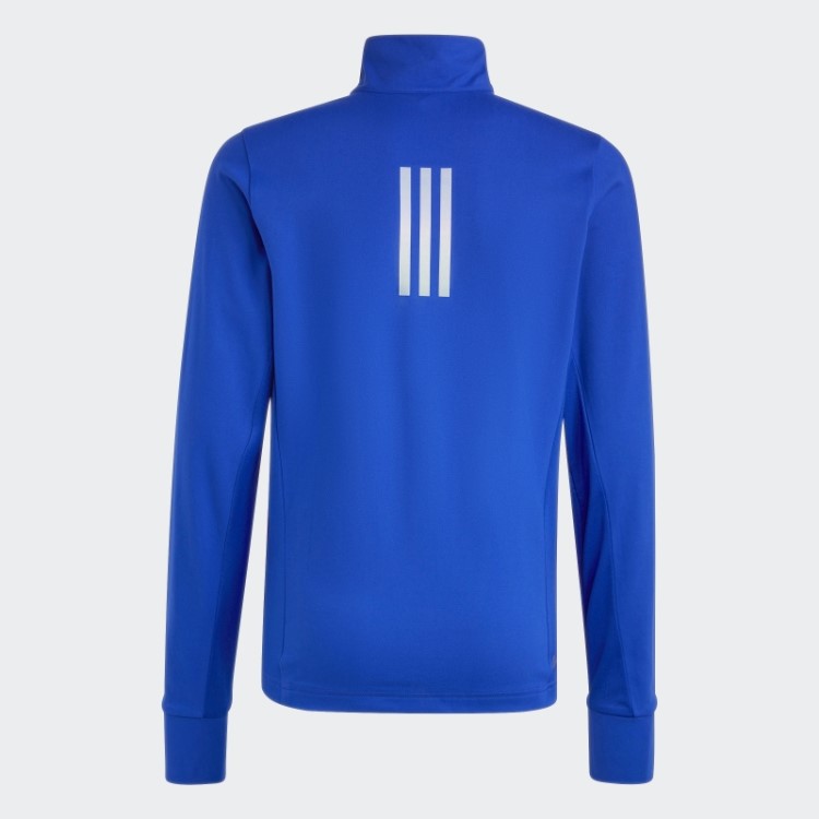 Camiseta De Manga Longa Azul Adidas Aeroready Com Meio Zíper