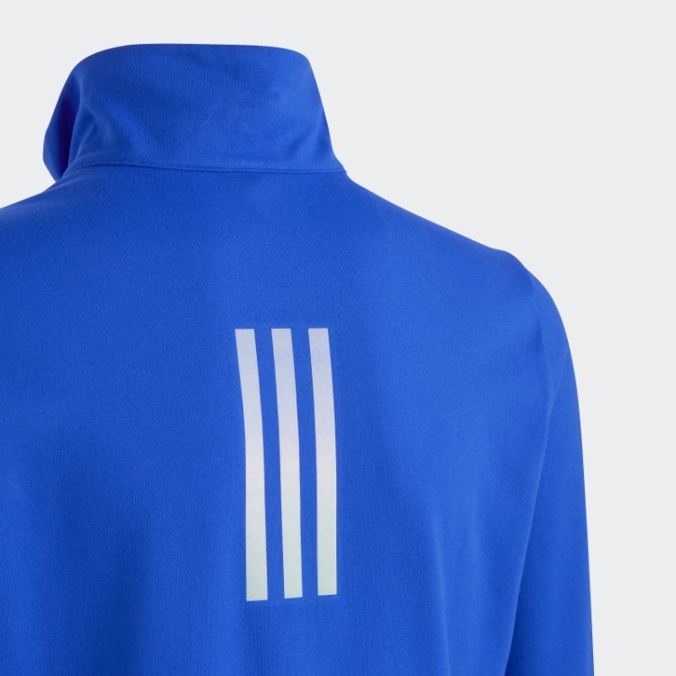 Camiseta De Manga Longa Azul Adidas Aeroready Com Meio Zíper