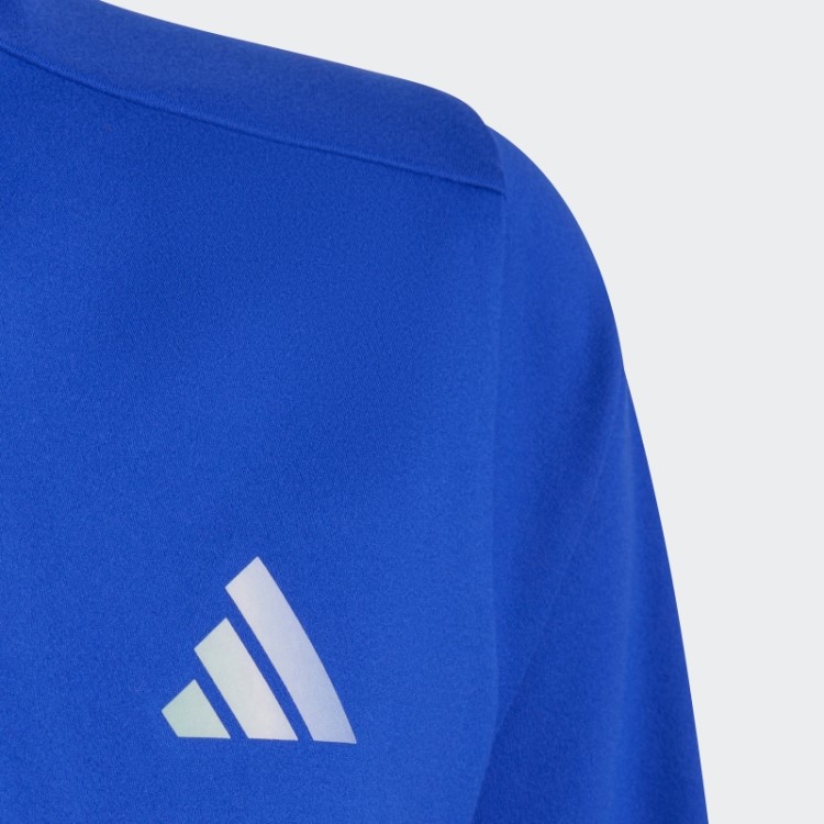 Camiseta De Manga Longa Azul Adidas Aeroready Com Meio Zíper