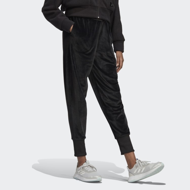 Calça Jogger De Veludo Aconchegante Adidas Holidayz Preta