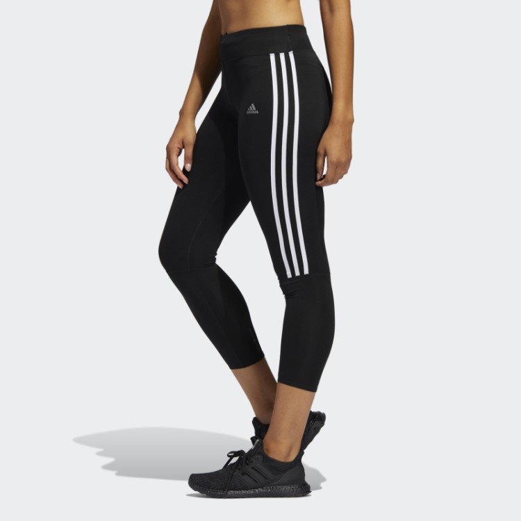 Legging Preta Com As Três Listras Adidas Running