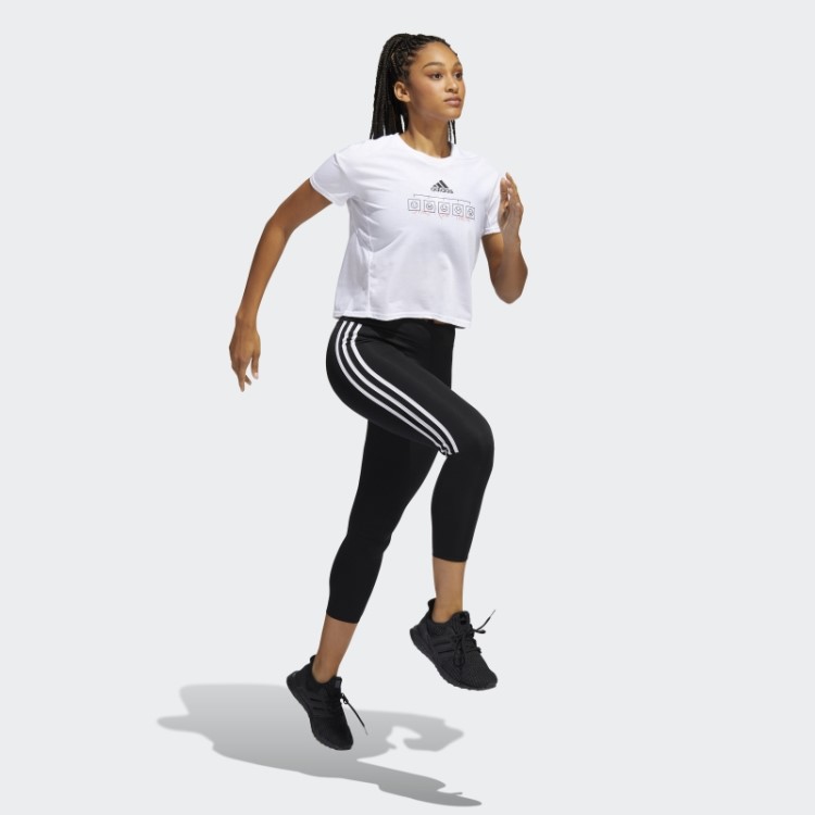 Legging Preta Com As Três Listras Adidas Running