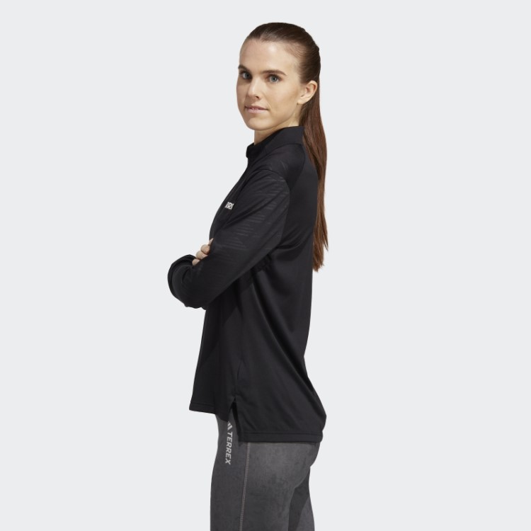 Adidas Terrex Camiseta De Manga Longa Com Meio Zíper Multi Preto