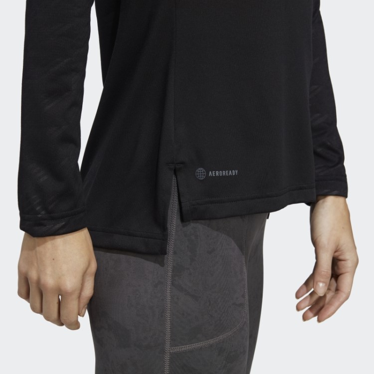 Top Terrex Manga Longa Com Meio Zíper E Adidas Preto