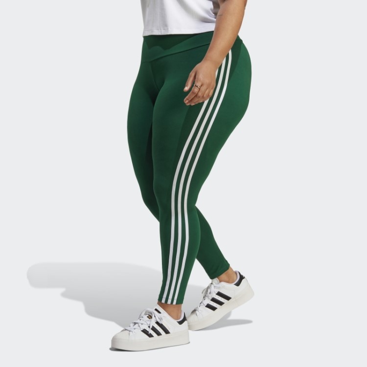 Legging Adicolor Classics Verde Escuro Com As Três Listras Da Adidas (tamanho Grande)