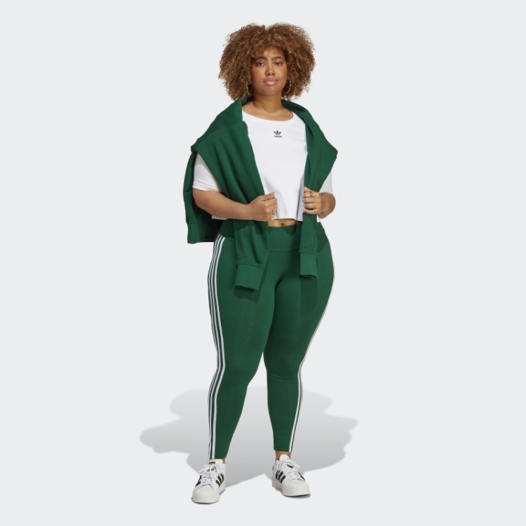 Legging Adicolor Classics Verde Escuro Com As Três Listras Da Adidas (tamanho Grande)