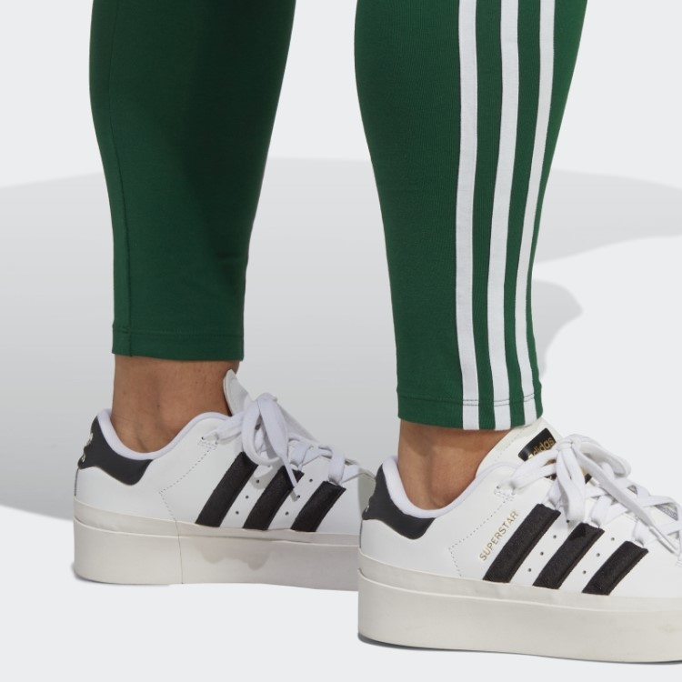 Legging Adicolor Classics Verde Escuro Com As Três Listras Da Adidas (tamanho Grande)