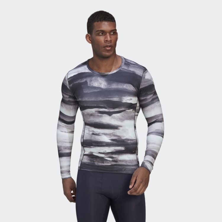 Camiseta De Manga Longa Adidas Allover Print Yoga Training