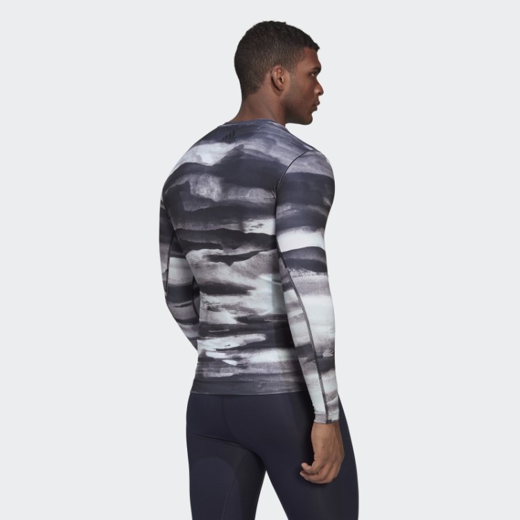 Camiseta De Manga Longa Adidas Allover Print Yoga Training
