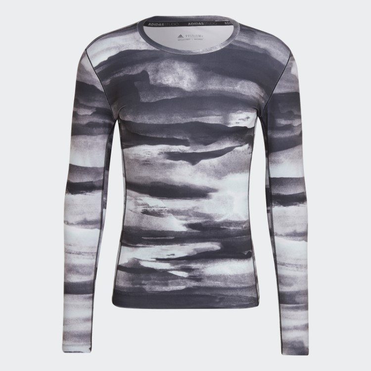 Camiseta De Manga Longa Adidas Allover Print Yoga Training