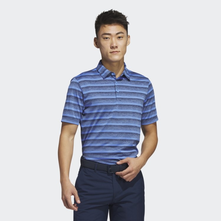 Camisa Polo Listrada Azul Marinho Adidas